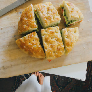 A focaccia slab sandwich, and the search for some homeschool zen.