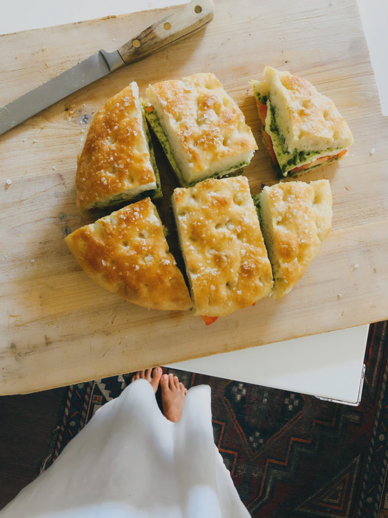 A focaccia slab sandwich, and the search for some homeschool zen.